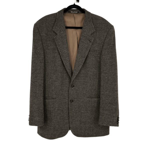 Vintage Men’s Tweed Lambswool Sport Coat 42L Brown 2 Buttons Preppy Smart Casual - Picture 1 of 14
